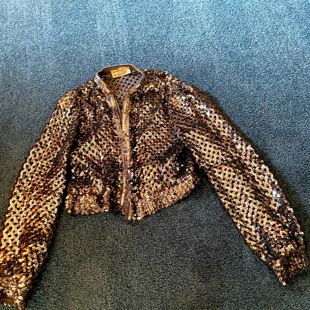 Vintage Harry Acton Party Collectibles Silver Sequins Jacket -Small
